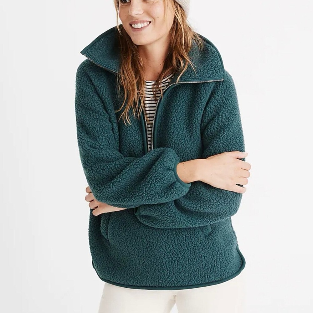 Madewell Forest Green Fleece Half-Zip